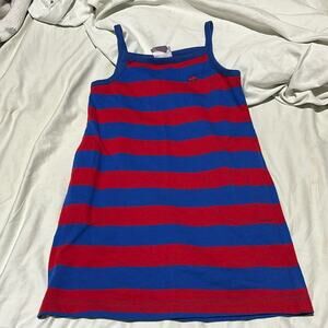 Kellys kids s 5/6 red blue stripe cotton poly a line tank dress euc soft durable